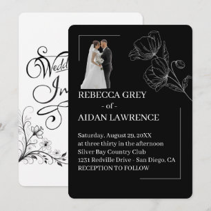 Invitation Image de mariage élégante en surimpression noir et
