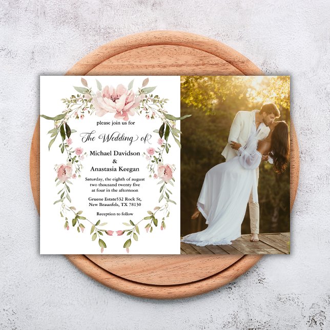 Invitation Image de mariage florale rose romantique de pivoin (Créateur téléchargé)