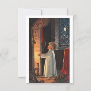 Invitation Image De Noël Représentant Une Cheminée, Des Bas U