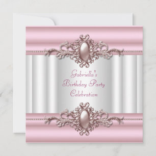 Invitation Image de perle élégante rose blanc pour fête d'ann