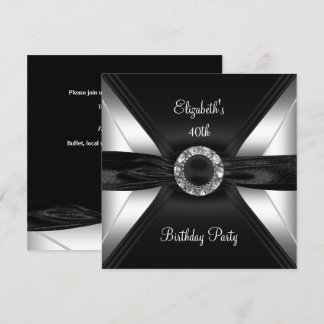 Invitation Image diamant 30e anniversaire noir blanc argent