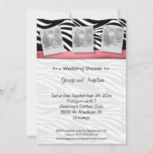 Invitation Image Élégante De Ruban Rose Et De Bandes Zébrées