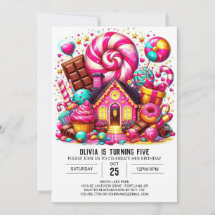 Invitation Imaginaire Adorable Candyland Digital Anniversaire