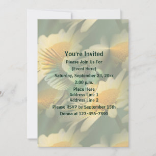 Invitation Imaginaire Bird On Daisies Floral Party