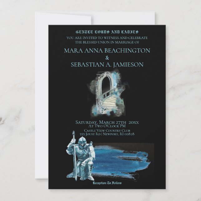 Invitation *~* Imaginaire Château médiéval Chevalier Escalier (Devant)