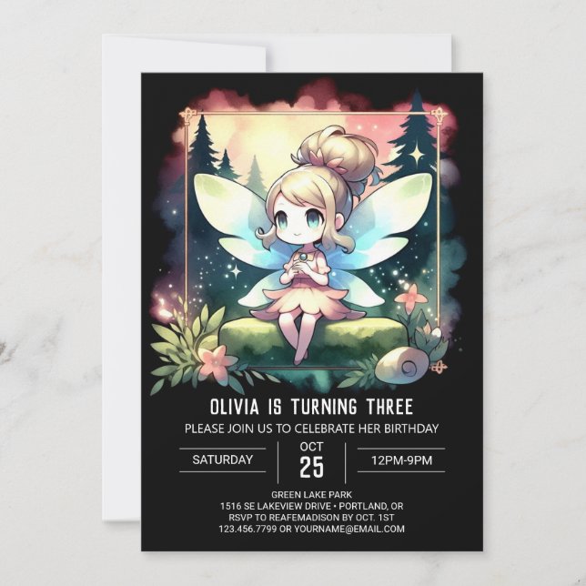 Invitation Imaginaire Cute Fairy Anniversaire (Devant)