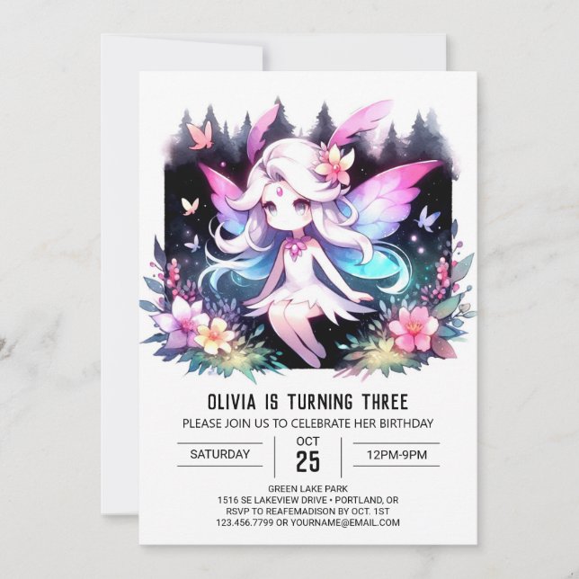 Invitation Imaginaire Cute Fairy Anniversaire (Devant)
