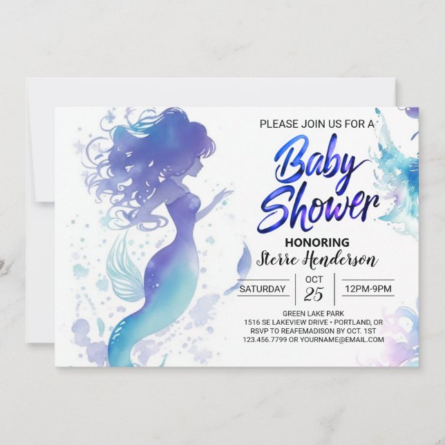 Invitation Imaginaire de coquillage : Baby shower de sirène (Devant)