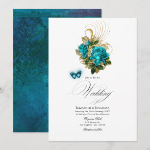 Invitation Imaginaire de forêt de minuit Turquoise et Mariage