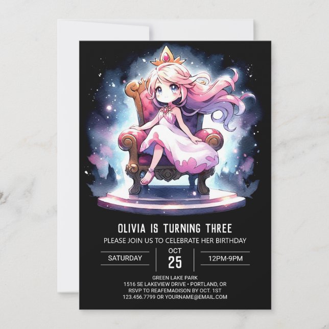Invitation Imaginaire de la Couronne Princesse Anniversaire (Devant)