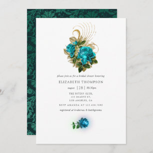 Invitation Imaginaire de minuit Turquoise et Fête des mariées