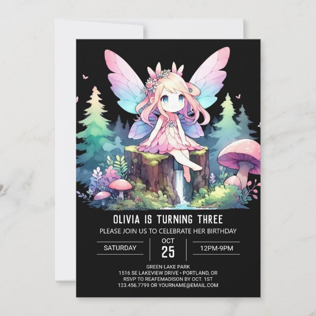 Invitation Imaginaire Design Fairy Anniversaire (Devant)