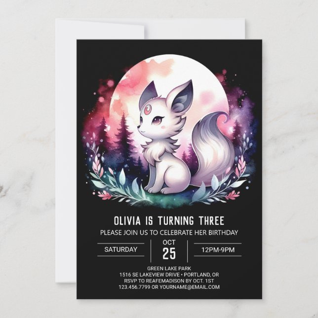 Invitation Imaginaire Elegant Wolf Anniversaire (Devant)