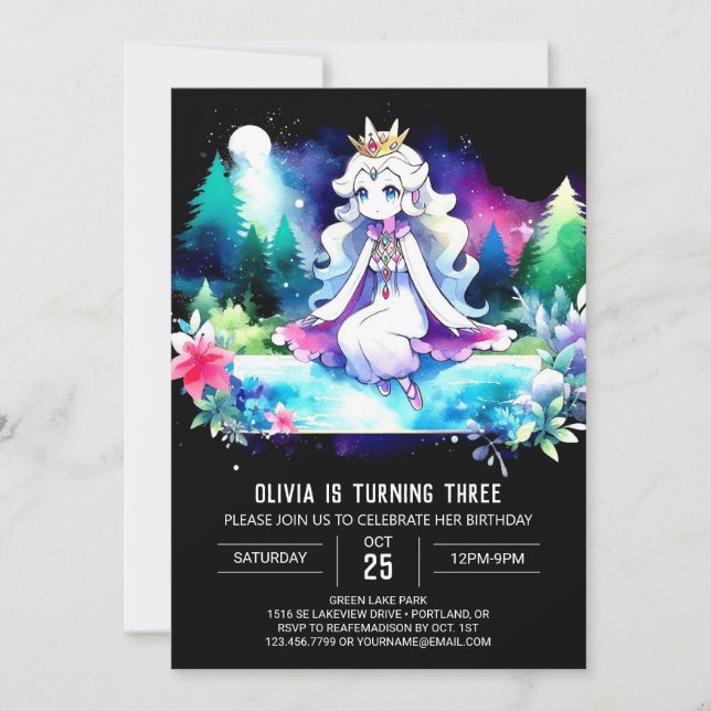 Invitation Imaginaire Enchanted Princesse Anniversaire (Devant)