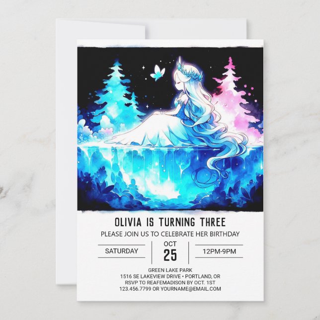 Invitation Imaginaire Enfants Princesse Anniversaire (Devant)