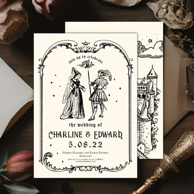 Invitation Imaginaire Engraving Art Mariage médiéval (Créateur téléchargé)