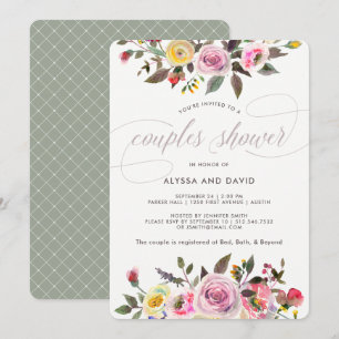 Invitation Imaginaire floral   Aquarelle moderne Couples Douc