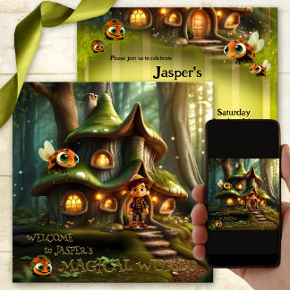 Invitation Imaginaire forestier Conte de fées enfant Annivers