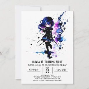 Invitation Imaginaire guerrier Ninja Digital Girl Anniversair
