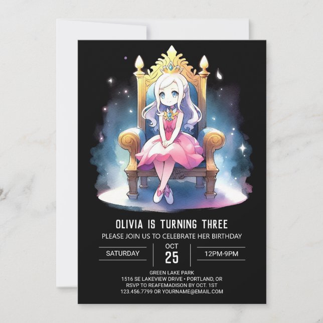 Invitation Imaginaire imprimable Princesse Anniversaire (Devant)