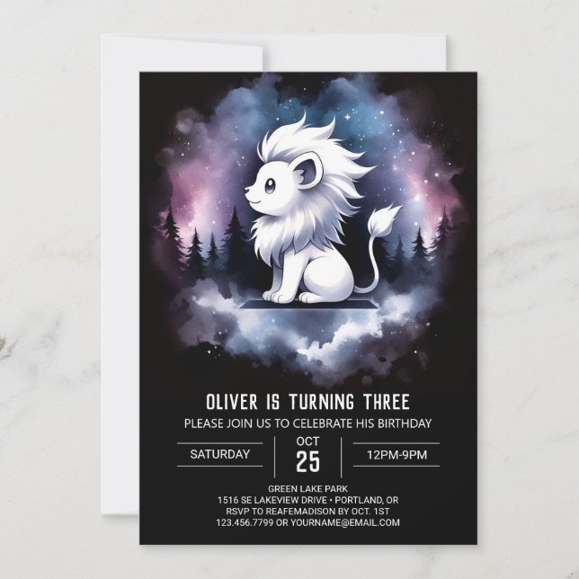Invitation Imaginaire Lion doux anniversaire (Devant)