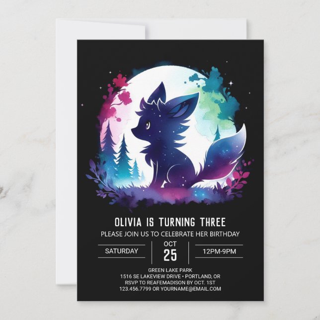 Invitation Imaginaire Loup adorable Anniversaire (Devant)