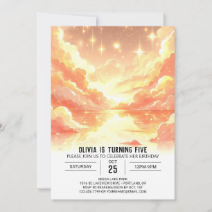 Invitation Imaginaire magique Anniversaire numérique céleste