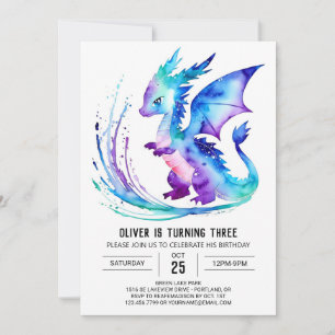 Invitation Imaginaire magique Dragon Digital Boy Anniversaire