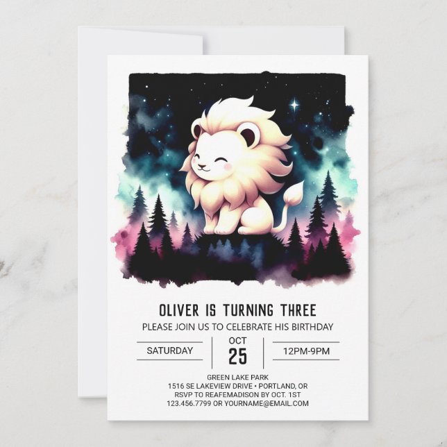 Invitation Imaginaire magique Lion Anniversaire (Devant)