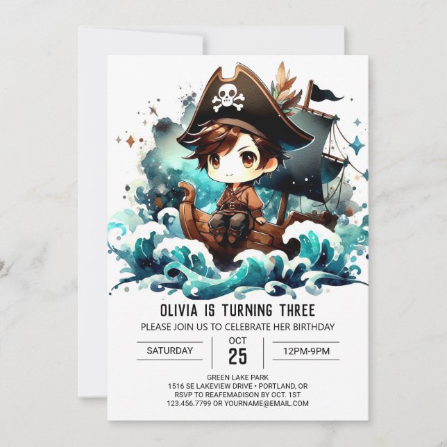 Invitation Imaginaire Magique Pirate Anniversaire (Devant)