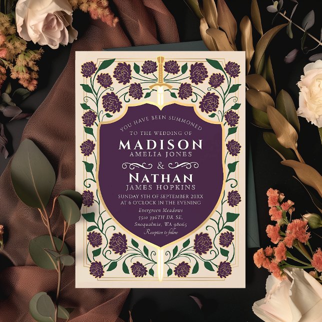 Invitation Imaginaire médiéval de l'épée et du bouclier Maria (Créateur téléchargé)