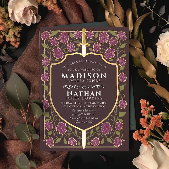 Invitation Imaginaire médiéval de l'épée et du bouclier Maria (Créateur téléchargé)