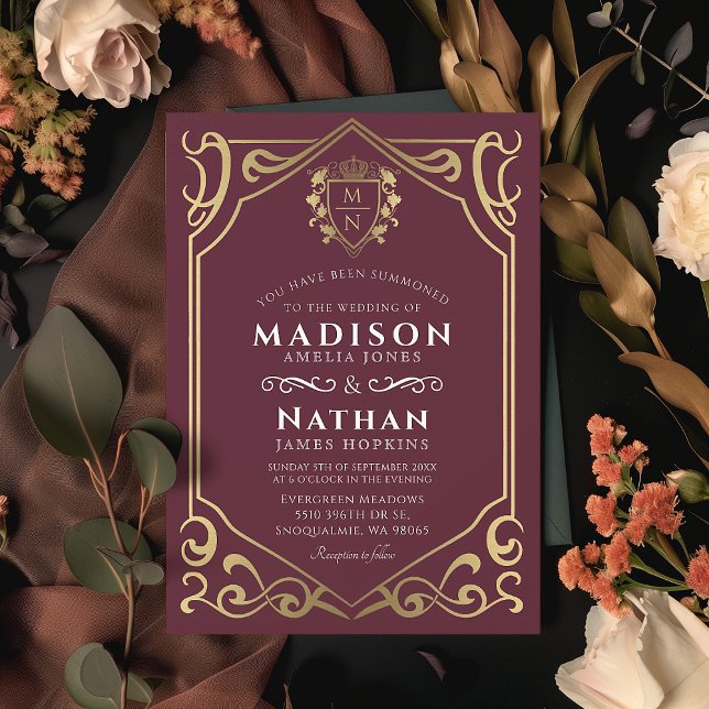 Invitation Imaginaire médiéval royal Mariage de monographie (Créateur téléchargé)