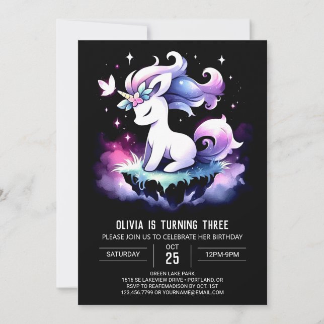 Invitation Imaginaire Minimaliste Cheval Anniversaire (Devant)