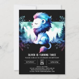 Invitation Imaginaire minimaliste Lion Anniversaire