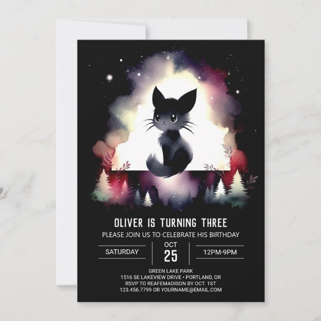 Invitation Imaginaire moderne Chat Anniversaire (Devant)