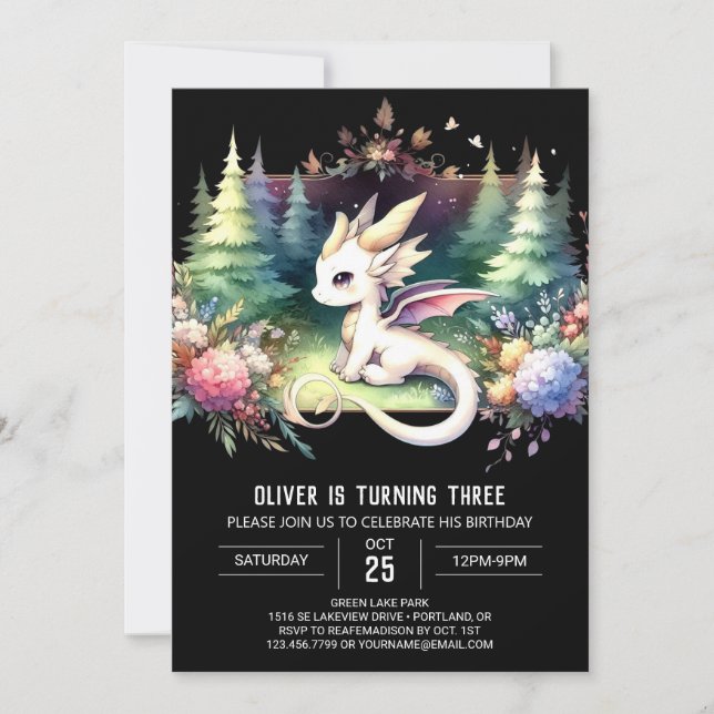 Invitation Imaginaire moderne Dragon Anniversaire (Devant)