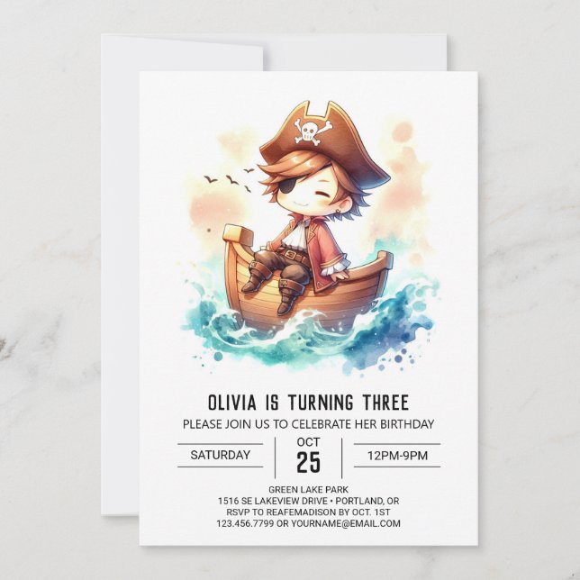 Invitation Imaginaire Navire Pirate Anniversaire (Devant)