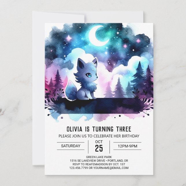Invitation Imaginaire numérique Wolf Anniversaire (Devant)