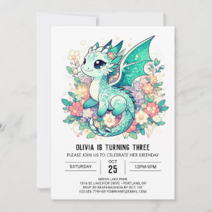 Invitation Imaginaire Pastel Dragon Anniversaire
