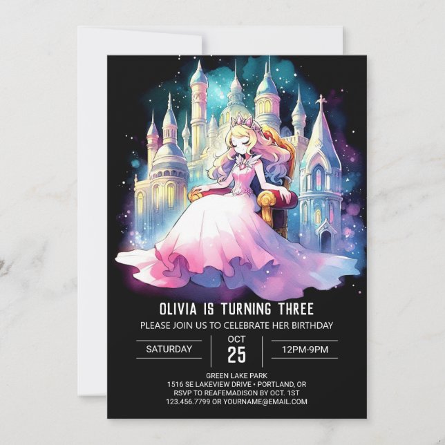 Invitation Imaginaire Princesse Anniversaire (Devant)