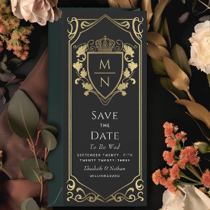 Invitation Imaginaire royal noir Monogramme Enregistrer la da