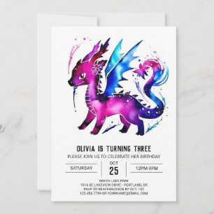 Invitation Imaginaire Simple Dragon Digital Girl Anniversaire
