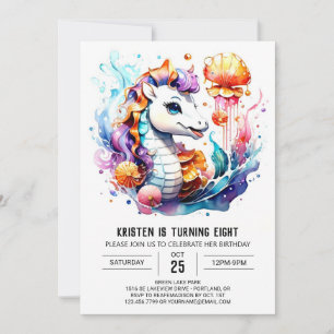 Invitation Imaginaire sous-marin Seahorse Splash Anniversaire