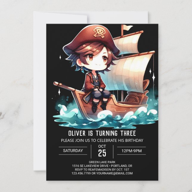 Invitation Imaginaire Sweet Pirate Anniversaire (Devant)