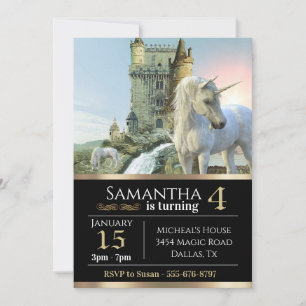 Invitation Imaginaire Unicorn Château médiéval Metallday