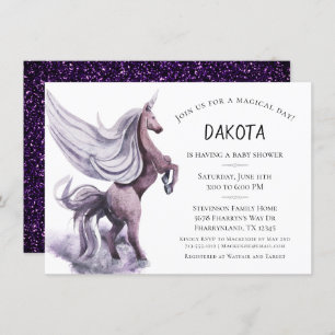 Invitation Imaginaire Unicorn   Douche Magique couleur violet