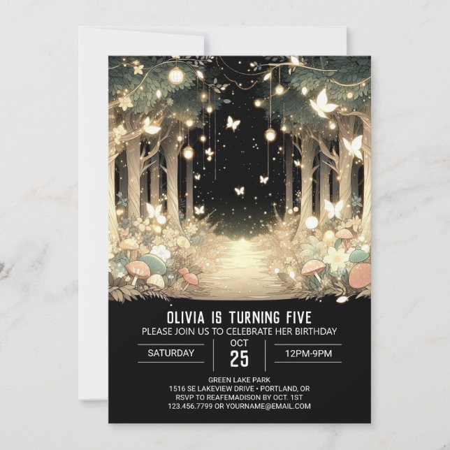 Invitation Imaginaire Whimsical Woodland Digital Anniversaire (Devant)