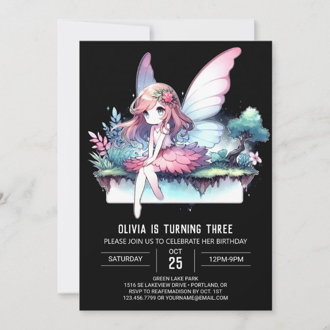 Invitation Imaginaire Whimsy Fairy Anniversaire (Devant)