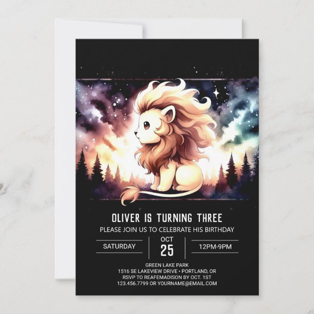 Invitation Imaginaire Whimsy Lion anniversaire (Devant)